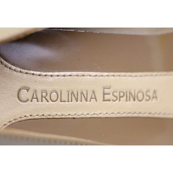 Carolinna Espinosa PATENT BEIGE REAL LEATHER HIGH HEEL POINTED PUMP SHOES 6.5M - Picture 7 of 12